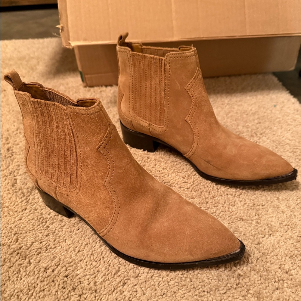 Marc Fisher Camel Suede Ankle Booties